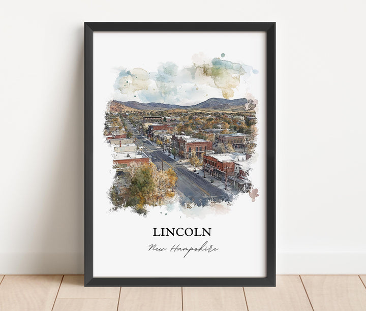 Lincoln NH Wall Art, White Mountains Print, New Hampshire Watercolor Art, Lincoln NH Gift, Travel Print, Travel Poster, Housewarming Gift