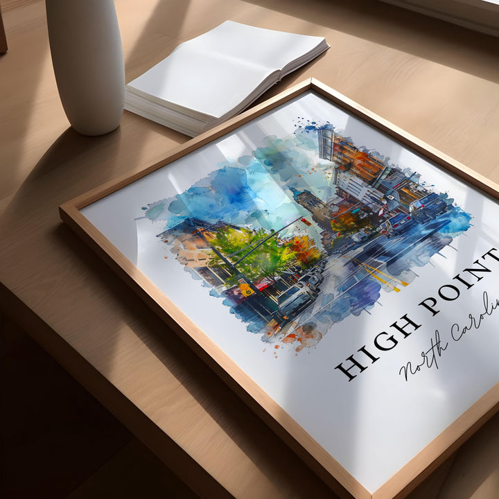 High Point NC Wall Art, High Point Print, High Point Watercolor Art, High Point Gift,