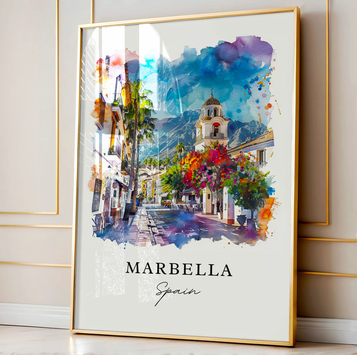 Marbella Spain Art, Malaga Print, Marbella Wall Art, South of Spain Gift, Travel Print, Travel Poster, Travel Gift, Housewarming Gift