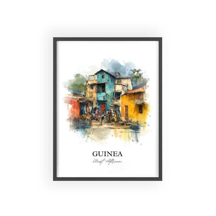 Guinea Wall Art, West Africa Print, Guinea Watercolor Art, Guinea Gift, Travel Print, Travel Poster, Housewarming Gift