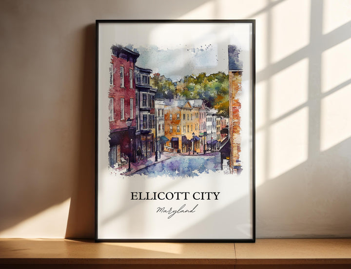 Ellicott City MD Wall Art, Howard County Print, Maryland Watercolor Art, Ellicott City Gift, Travel Print, Travel Poster, Housewarming Gift