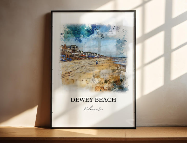 Dewey Beach Art, Sussex County County Print, Delaware Watercolor Art, Dewey Beach DE Gift, Travel Print, Travel Poster, Housewarming Gift