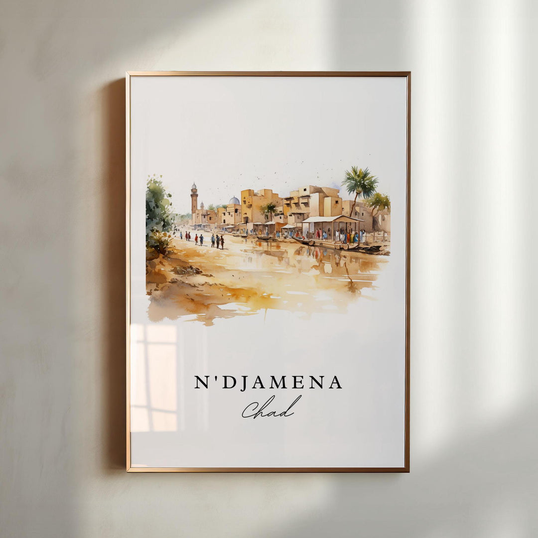 N'Djamena wall art - Chad, N'Djamena poster, N'Djamena Wedding gift, Chad Africa present, Custom Text, Personalized Gift