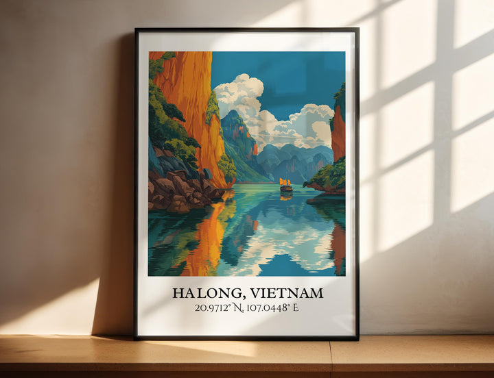 Ha Long Art, Ha Long Retro Travel Art, Ha Long Home Decor, Ha Long Vietnam Gift, Vietnam Travel Art, Travel Prints, Housewarming Gift