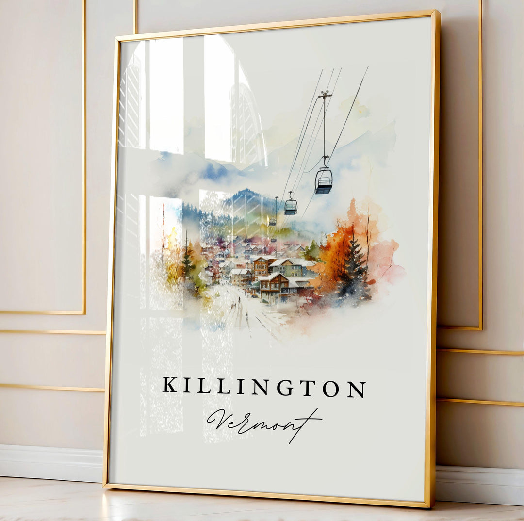 Killington VT wall art - Vermont, Killington poster print, Killington Skiing Wedding gift, Birthday present, Custom Text, Perfect Gift