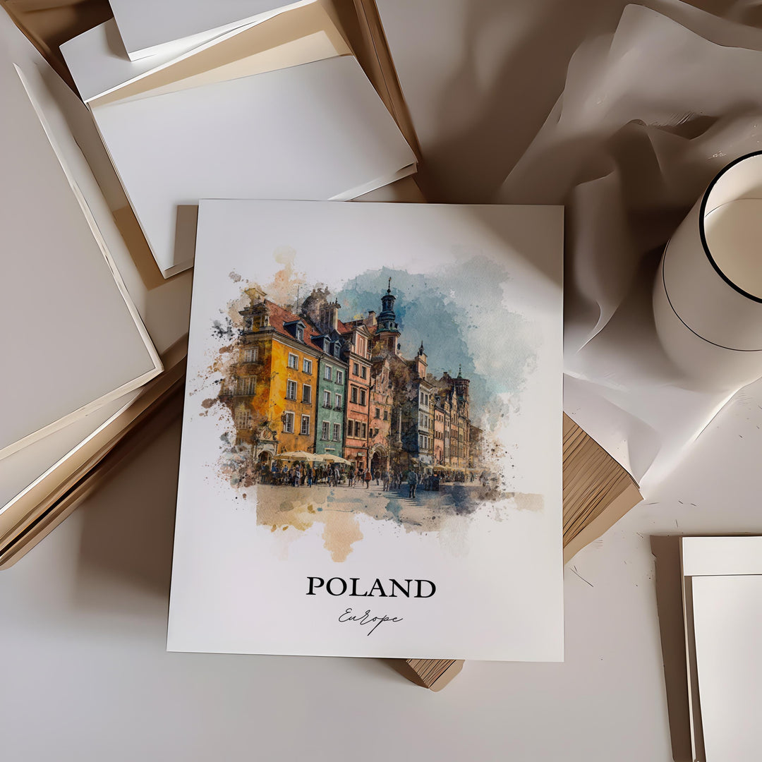 Poland Wall Art, Poland Print, Poland Watercolor Art, Poland Country Gift, Travel Print, Travel Poster, Housewarming Gift