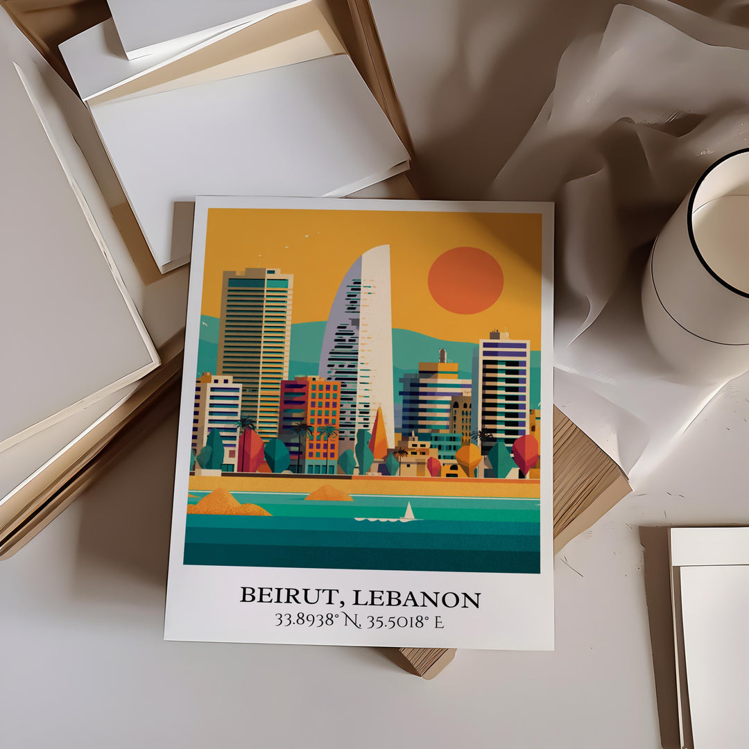 Beirut Lebanon Art, Lebanon Retro Travel Art, Beirut Home Decor, Beirut Gift, Beirut Lebanon Travel Art, Travel Prints, Housewarming Gift