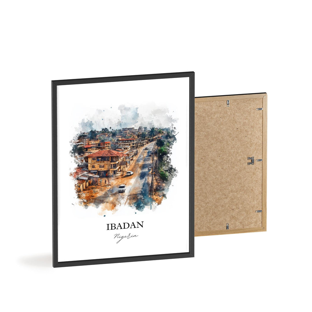 Ibadan Nigeria Wall Art, Ibadan Print, Nigeria Watercolor Art, Ibadan Nigeria Gift, Travel Print, Travel Poster, Housewarming Gift