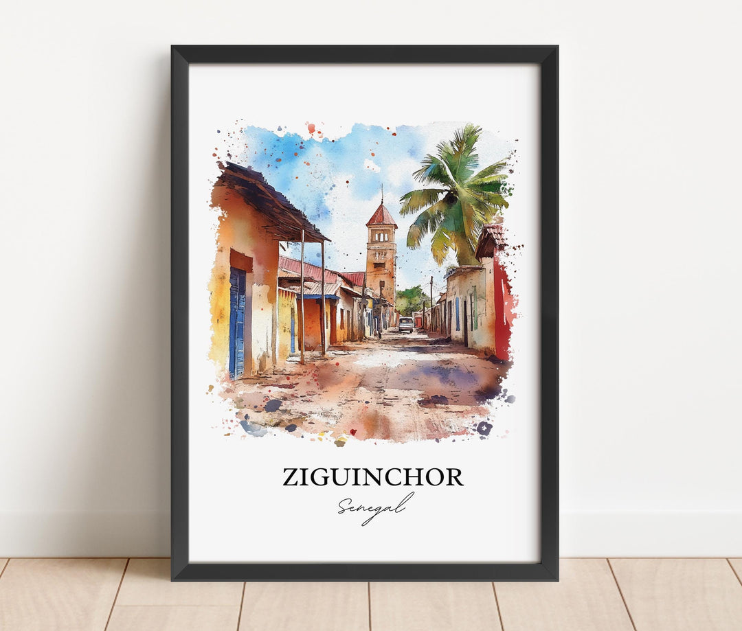 Ziguinchor, Senegal – Watercolor Art Print