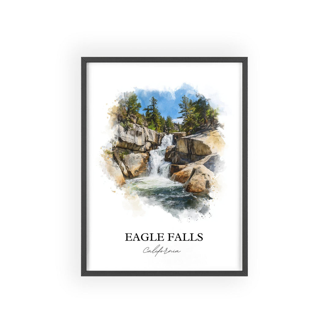 Eagle Falls Wall Art, South Lake Tahoe Print, Lake Tahoe Watercolor Art, Eagle Falls CA Gift, Travel Print, Travel Poster, Housewarming Gift