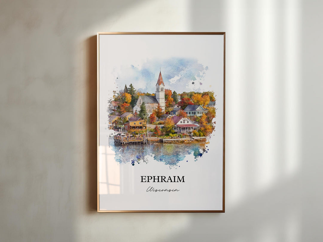 Ephraim WI Wall Art, Ephraim Print, Wisconsin Watercolor Art, Ephraim Wisconsin Gift, Travel Print, Travel Poster, Housewarming Gift