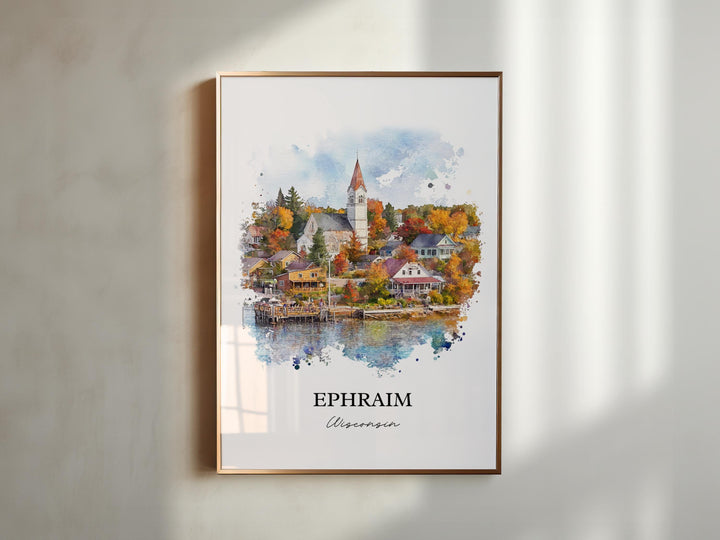 Ephraim WI Wall Art, Ephraim Print, Wisconsin Watercolor Art, Ephraim Wisconsin Gift, Travel Print, Travel Poster, Housewarming Gift