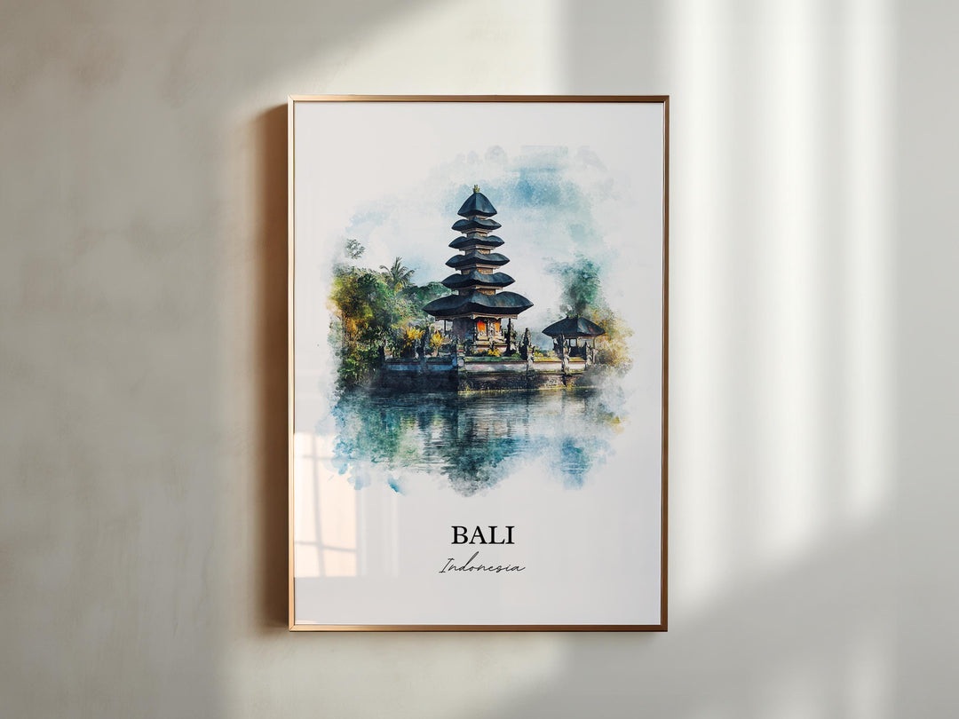 Bali Indonesia Wall Art, Bali Print, Indonesia Watercolor Art, Bali Indonesia Gift, Travel Print, Travel Poster, Housewarming Gift
