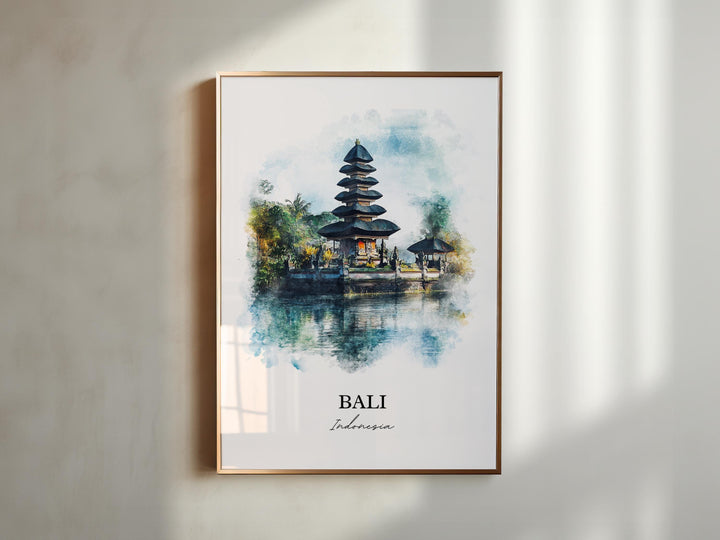 Bali Indonesia Wall Art, Bali Print, Indonesia Watercolor Art, Bali Indonesia Gift, Travel Print, Travel Poster, Housewarming Gift