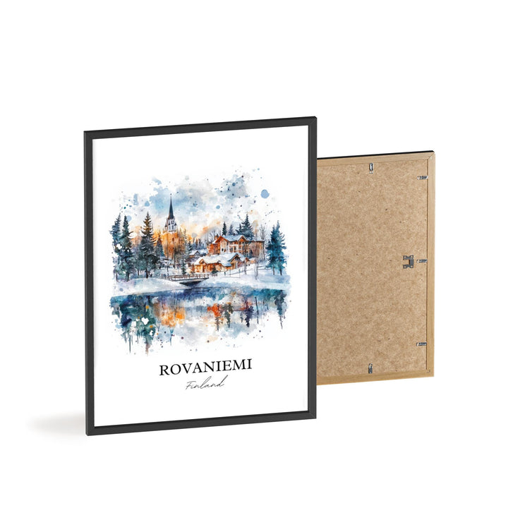 Rovaniemi Wall Art, Lapland Print, Finland Watercolor Art, Rovaniemi Gift, Travel Print, Travel Poster, Housewarming Gift