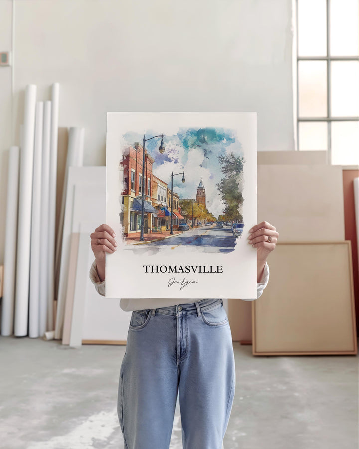 Thomasville GA Wall Art, Thomas County GA Print, Georgia Watercolor Art, Thomasville Gift, Travel Print, Travel Poster, Housewarming Gift