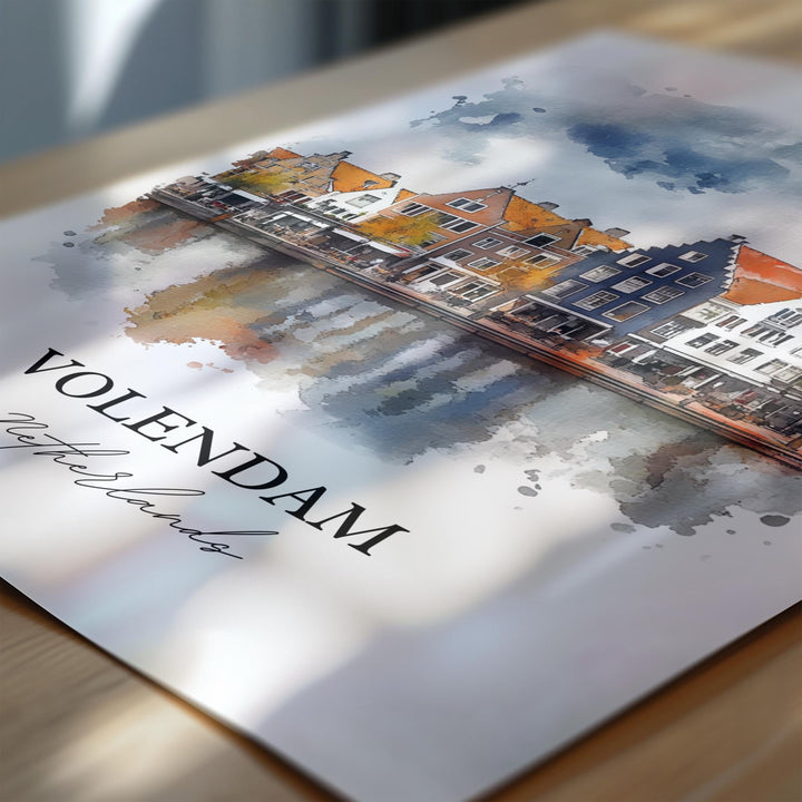 Volendam Wall Art, Dutch Print, Netherlands Watercolor Art, Volendam Gift, Travel Print, Travel Poster, Housewarming Gift