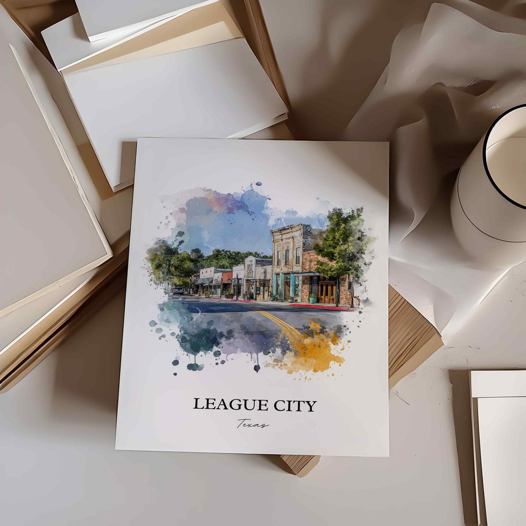 League City, Texas – Watercolor Art Print