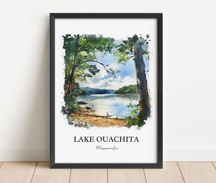 Lake Ouachita Wall Art, Arkansas Print, Arkansas Watercolor Art, Lake Ouachita Gift, Travel Print, Travel Poster, Housewarming Gift