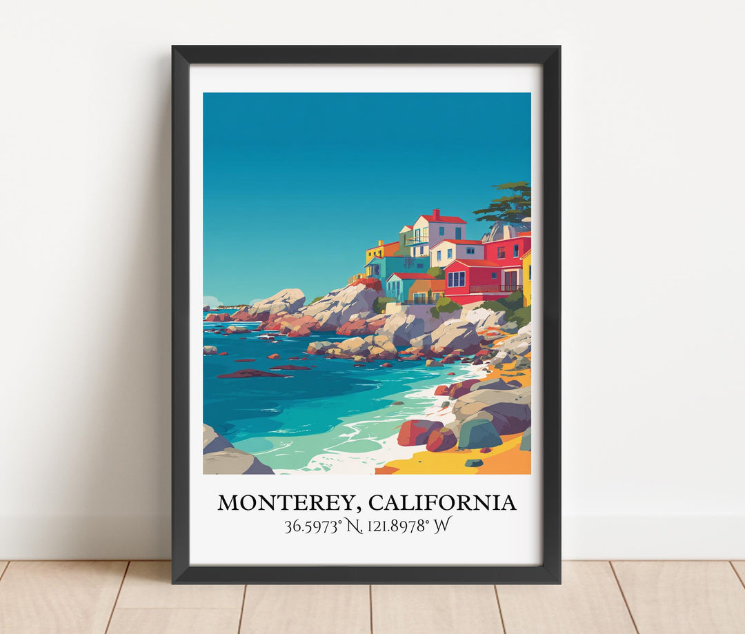 Monterey California Art, Monterey CA Retro Travel Art, California Decor, Monterey CA Gift, Travel Art, Travel Prints, Housewarming Gift