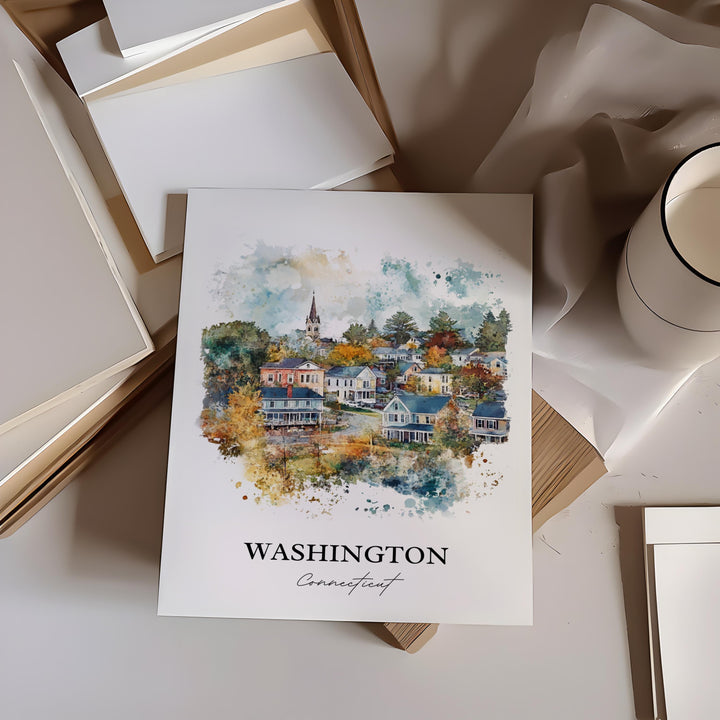 Washington CT Wall Art, Litchfield County Print, Connecticut Watercolor, Washington CT Gift, Travel Print, Travel Poster, Housewarming Gift