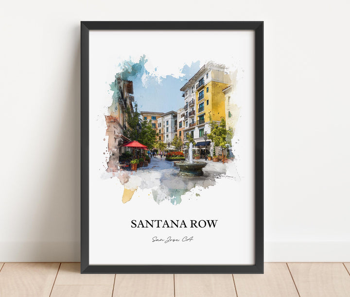 Santana Row, California – Watercolor Art Print