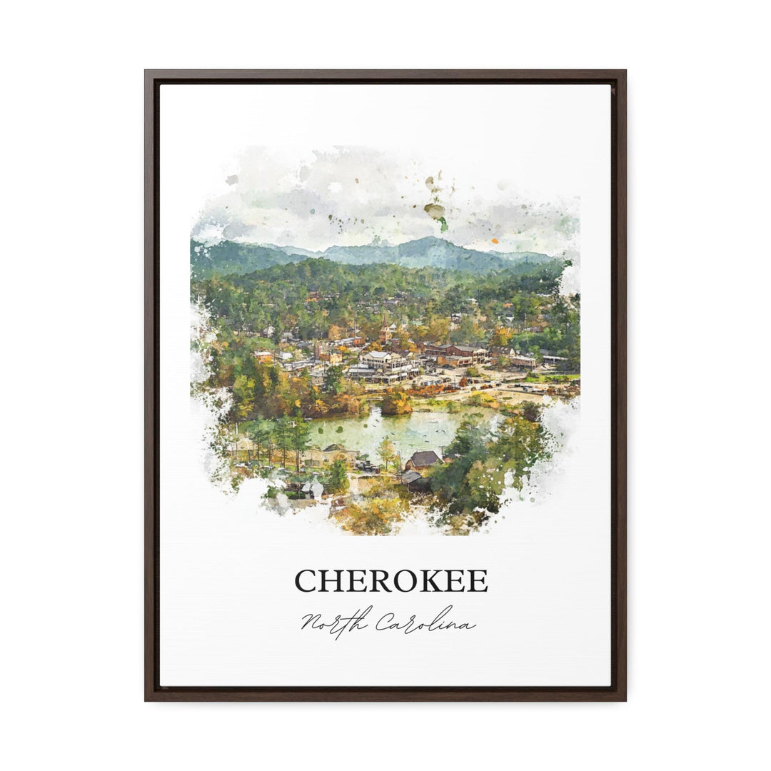 Cherokee NC Wall Art, Western NC Print, North Carolina Watercolor Art, Cherokee NC Gift, Travel Print, Travel Poster, Housewarming Gift
