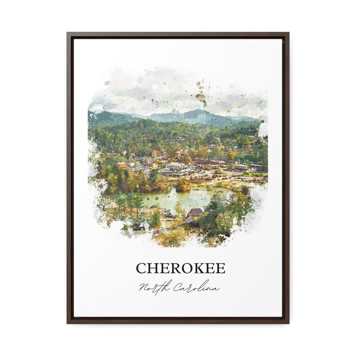 Cherokee NC Wall Art, Western NC Print, North Carolina Watercolor Art, Cherokee NC Gift, Travel Print, Travel Poster, Housewarming Gift