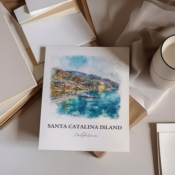 Santa Catalina Wall Art, Catalina Islands Print, LA Watercolor Art, Catalina Island Gift, Travel Print, Travel Poster, Housewarming Gift
