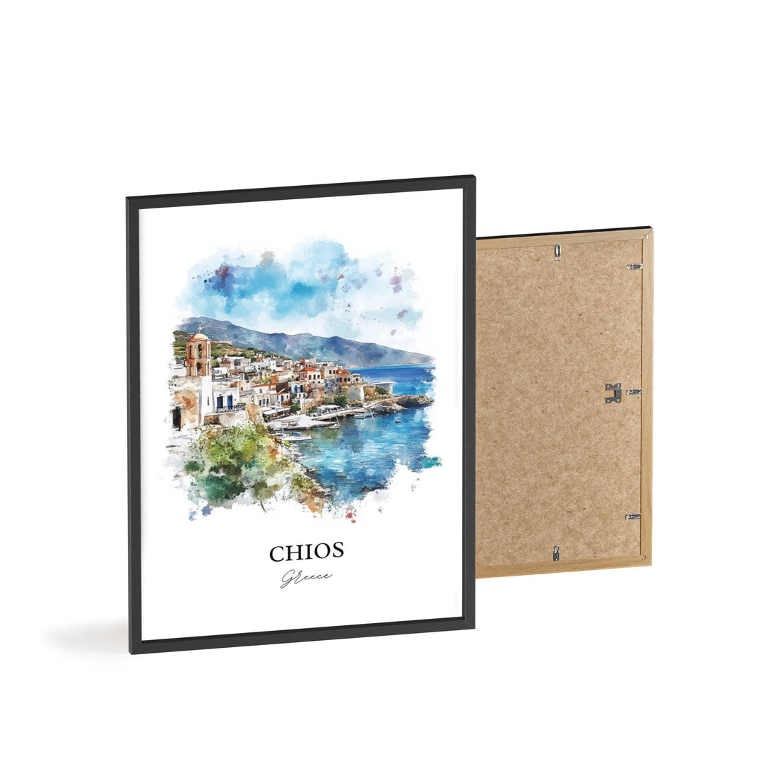 Chios Greece Wall Art, Chios Greece Print, Greece Watercolor Art, Chios Greece Gift, Travel Print, Travel Poster, Housewarming Gift