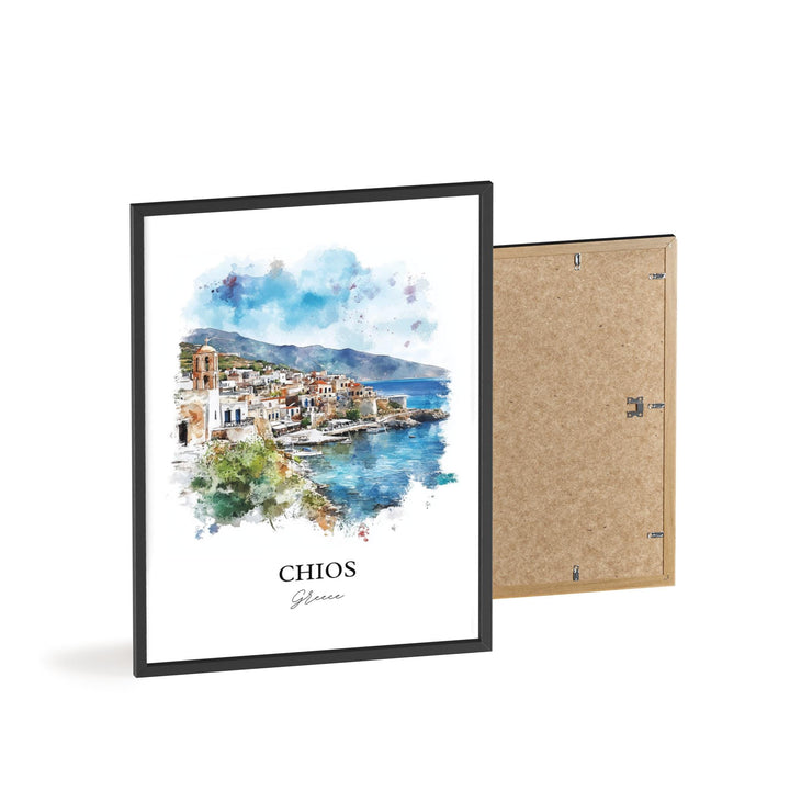 Chios Greece Wall Art, Chios Greece Print, Greece Watercolor Art, Chios Greece Gift, Travel Print, Travel Poster, Housewarming Gift