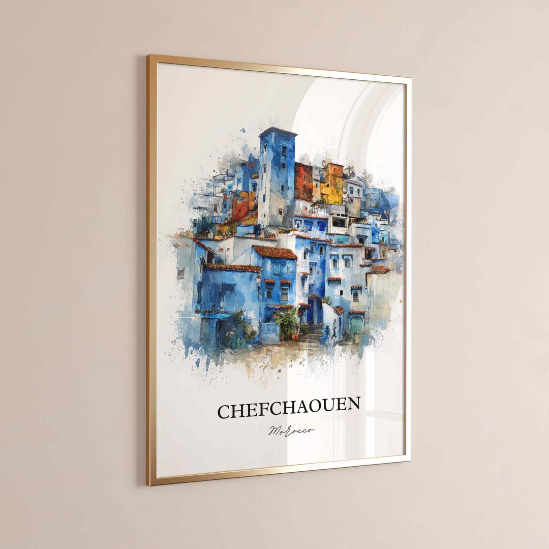 Chefchaouen, Morocco – Watercolor Art Print