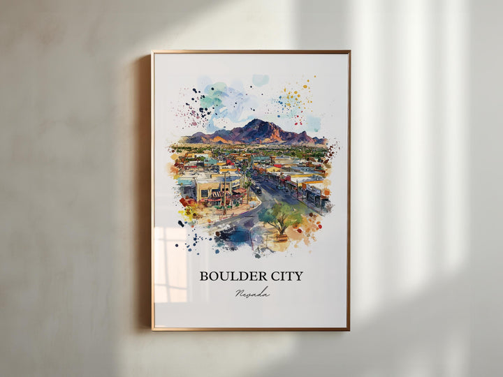 Boulder City NV Wall Art, Boulder City Nevada Print, Nevada Watercolor, Boulder City Gift, Travel Print, Travel Poster, Housewarming Gift