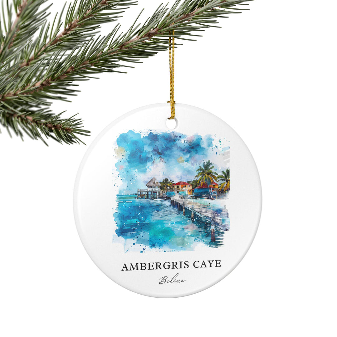 Ambergris Caye Ornament: Unique Ambergris Caye Souvenir, Belize Xmas Decor, and Authentic Belize Gift