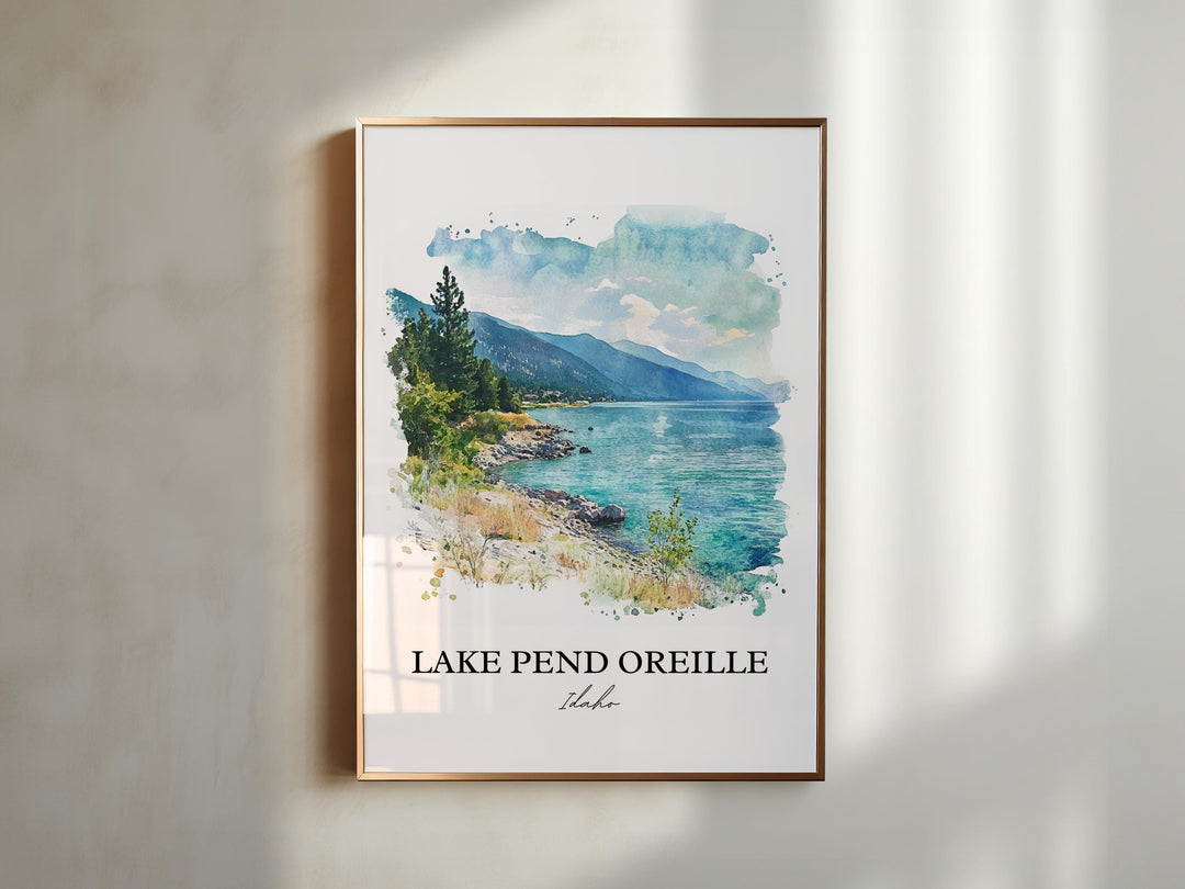 Lake Pend Oreille, USA – Watercolor Art Print
