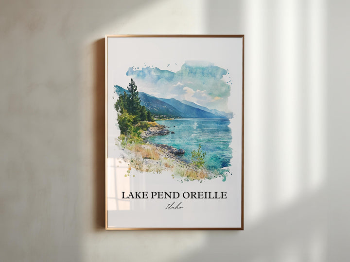 Lake Pend Oreille, USA – Watercolor Art Print