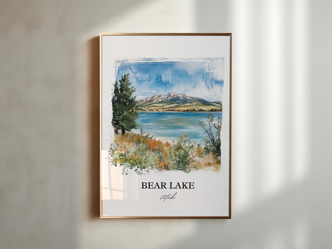 Bear Lake Wall Art, Bear Lake UT Print, Utah Watercolor Art, Bear Lake Utah Gift, Travel Print, Travel Poster, Housewarming Gift