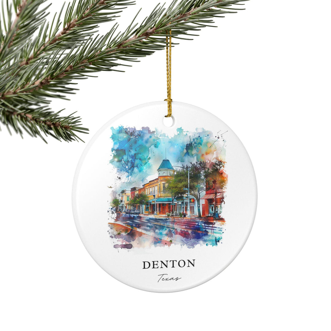 Denton Texas Ornament: Unique Denton TX Souvenir, Denton Texas Xmas Decor, and Authentic Texas Gift
