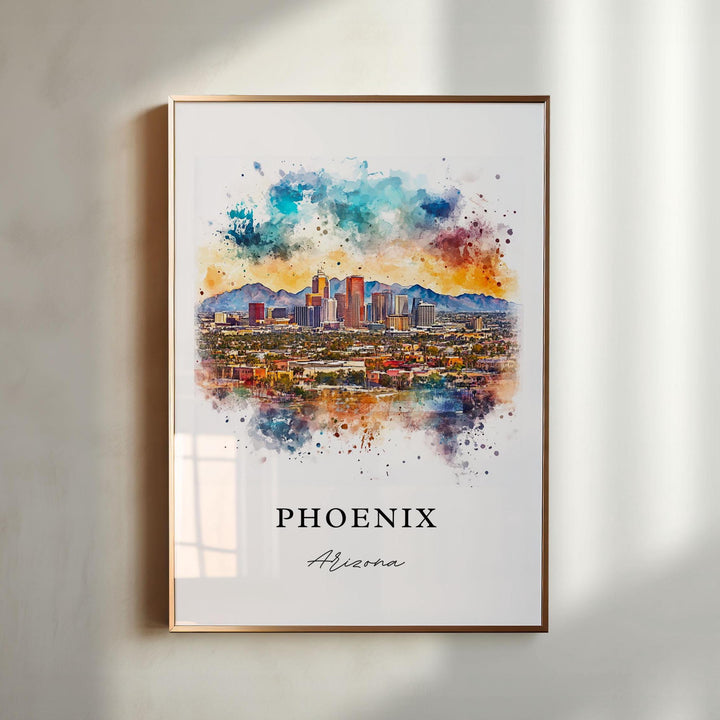Phoenix AZ Wall Art, Phoenix Arizona Print, Phoenix Watercolor Art, Phoenix AZ Gift, Arizona