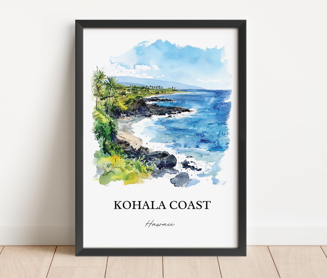 Kohala Coast Wall Art, Big Island Print, Hawaii Watercolor Art, Kohala Coast Gift, Travel Print, Travel Poster, Housewarming Gift