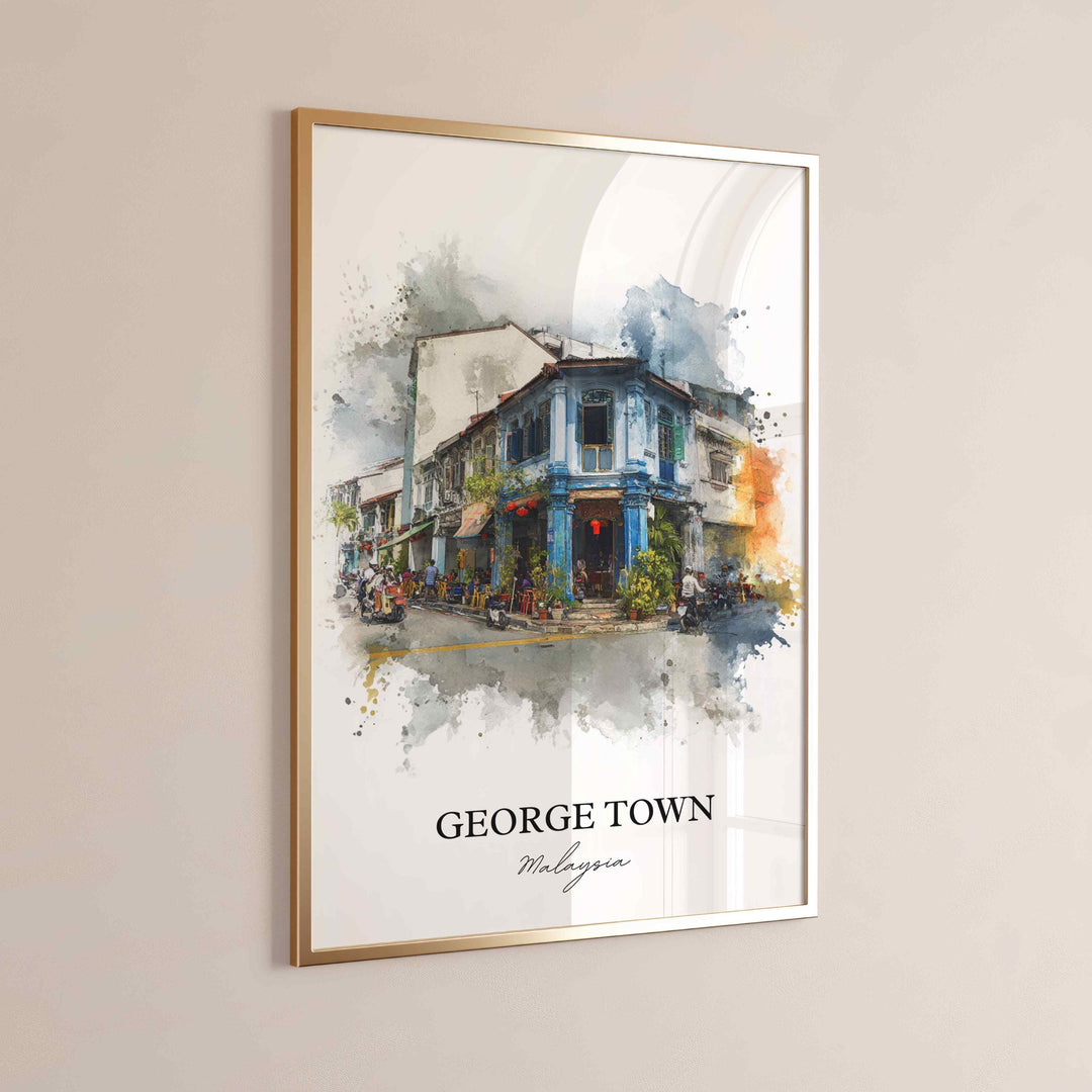 George Town, Malaysia – Watercolor Art Print