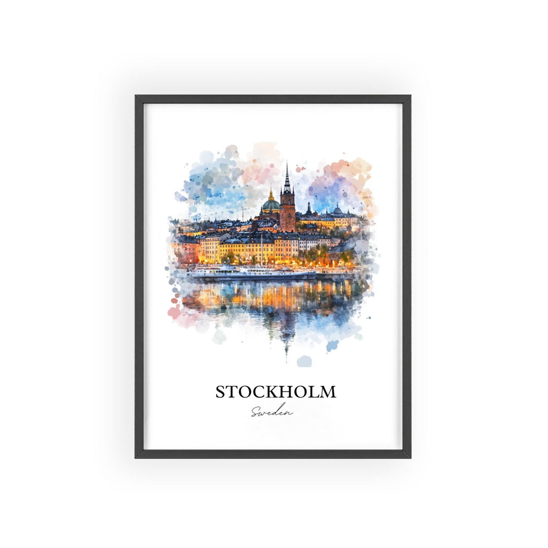 Stockholm Wall Art, Stockholm Sweden Print, Sweden Watercolor Art, Stockholm Gift, Travel Print, Travel Poster, Housewarming Gift