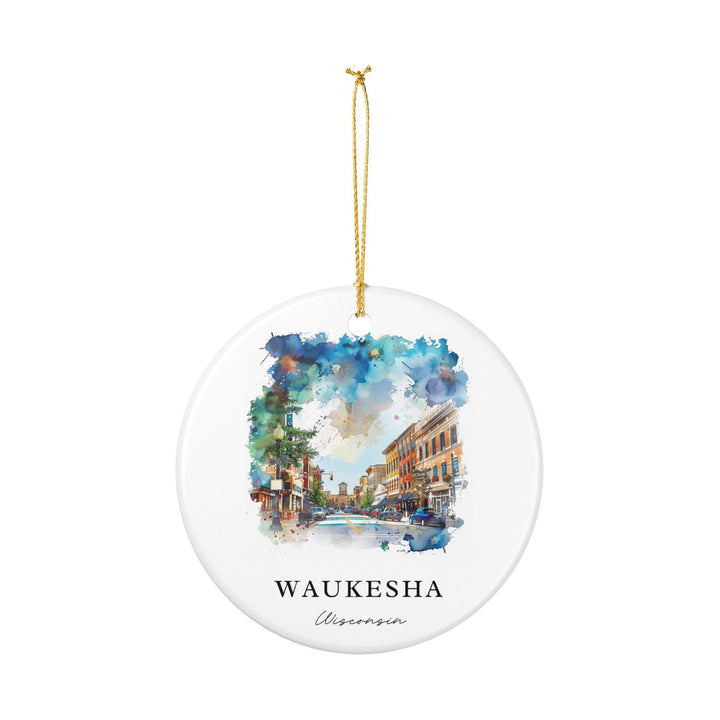 Waukesha Ornament: Unique Waukesha WI Souvenir, Waukesha Wisconsin Xmas Decor, and Authentic Wisconsin Gift