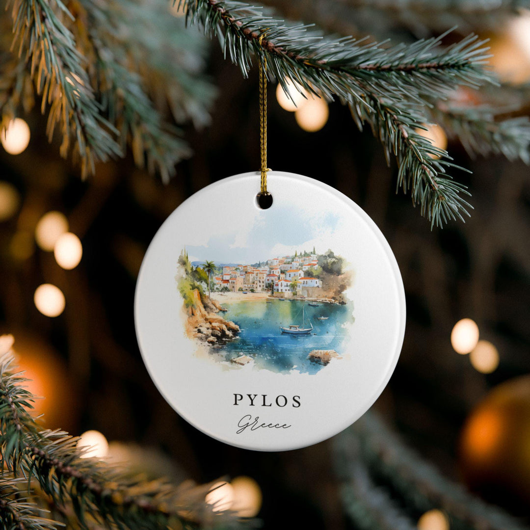 Pylos Greece Ornament: Unique Pylos Souvenir, Pylos Greece Xmas Decor, and Authentic Greece Gift