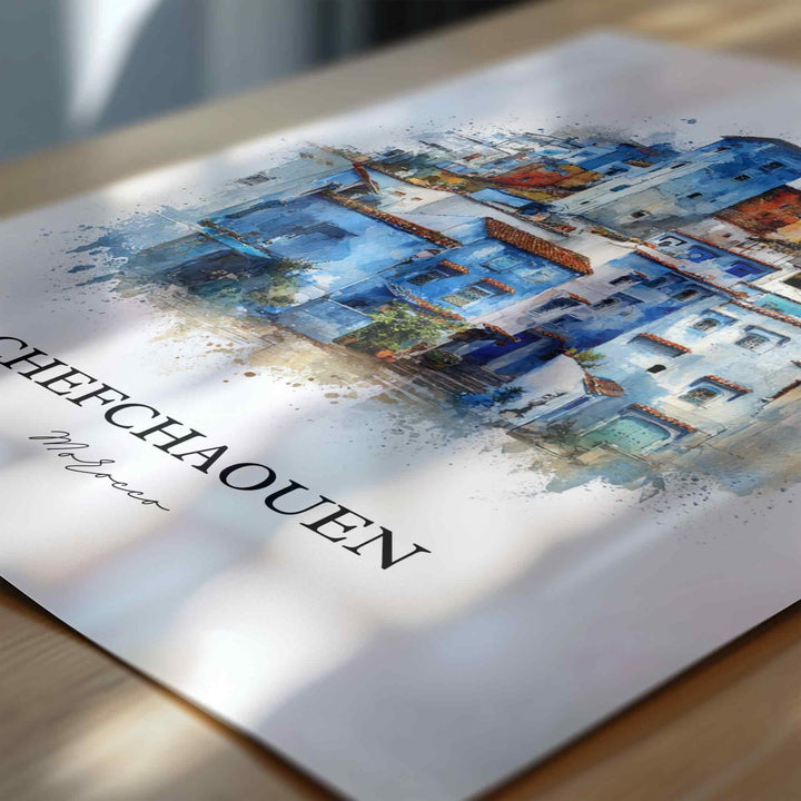 Chefchaouen, Morocco – Watercolor Art Print