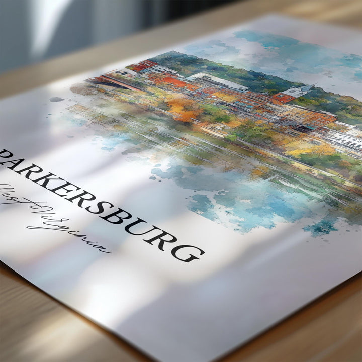 Parkersburg WV Wall Art, Wood County Print, West Virginia Watercolor Art, Parkersburg Gift, Travel Print, Travel Poster, Housewarming Gift