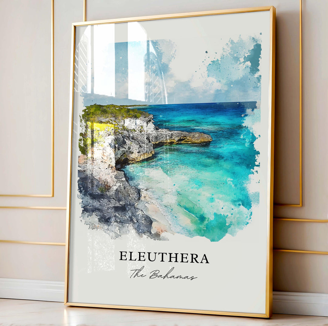 Eleuthera Wall Art, Eleuthera Print, Eleuthera Watercolor Art, Eleuthera Bahamas Gift,