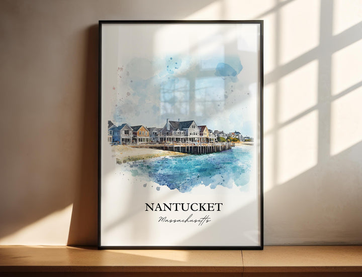 Nantucket Wall Art, Nantucket Print, Nantucket Watercolor Art, Nantucket MA Gift, Travel Print, Travel Poster, Housewarming Gift