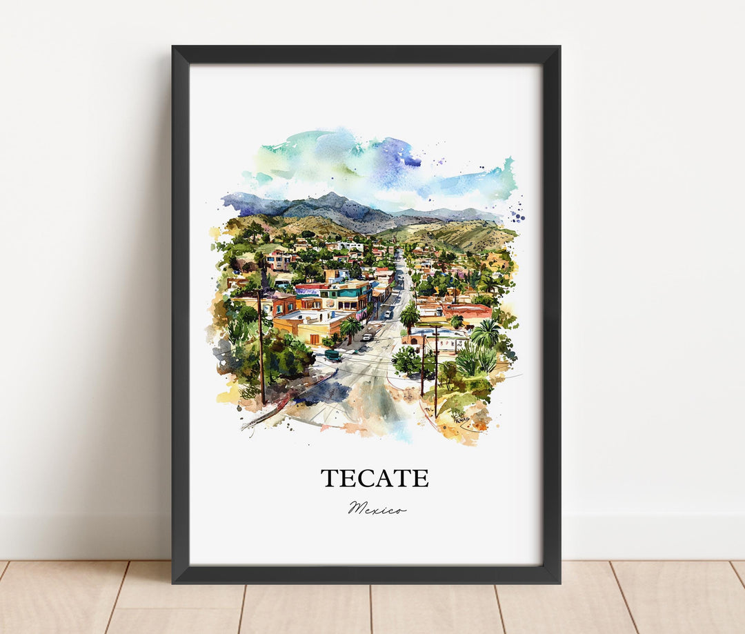 Tecate Mexico Art, Baja California Print, Mexico Watercolor Art, Tecate Mexico Gift, Travel Print, Travel Poster, Housewarming Gift