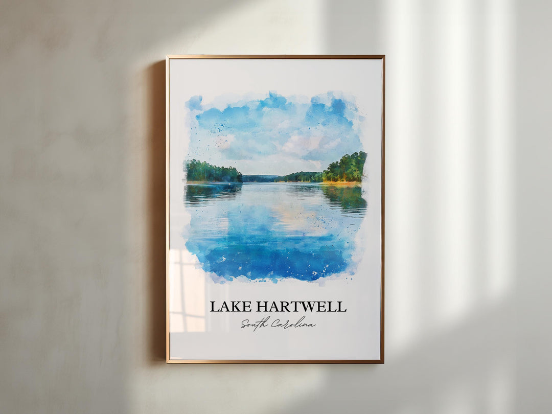Lake Hartwell, Georgia, USA – Watercolor Art Print